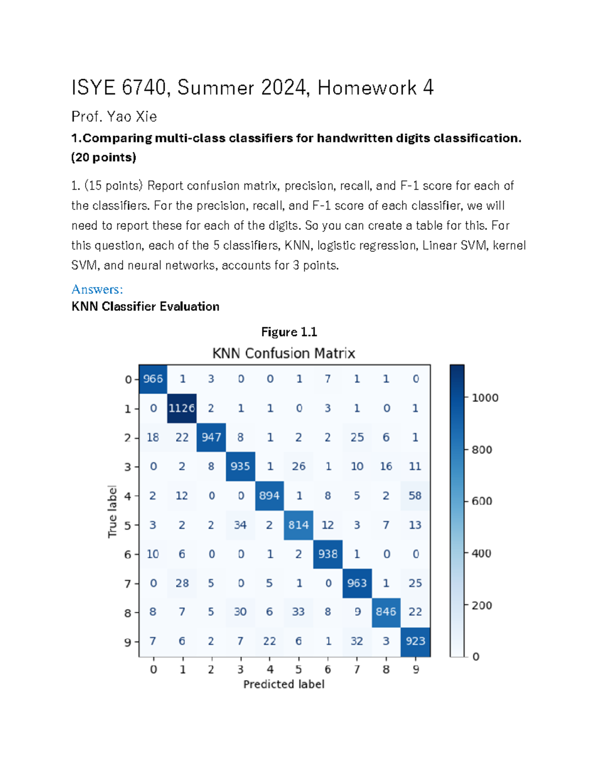 6740 HW4 report - ISYE 6740, Summer 2024, Homework 4 Prof. Yao Xie 1 ...