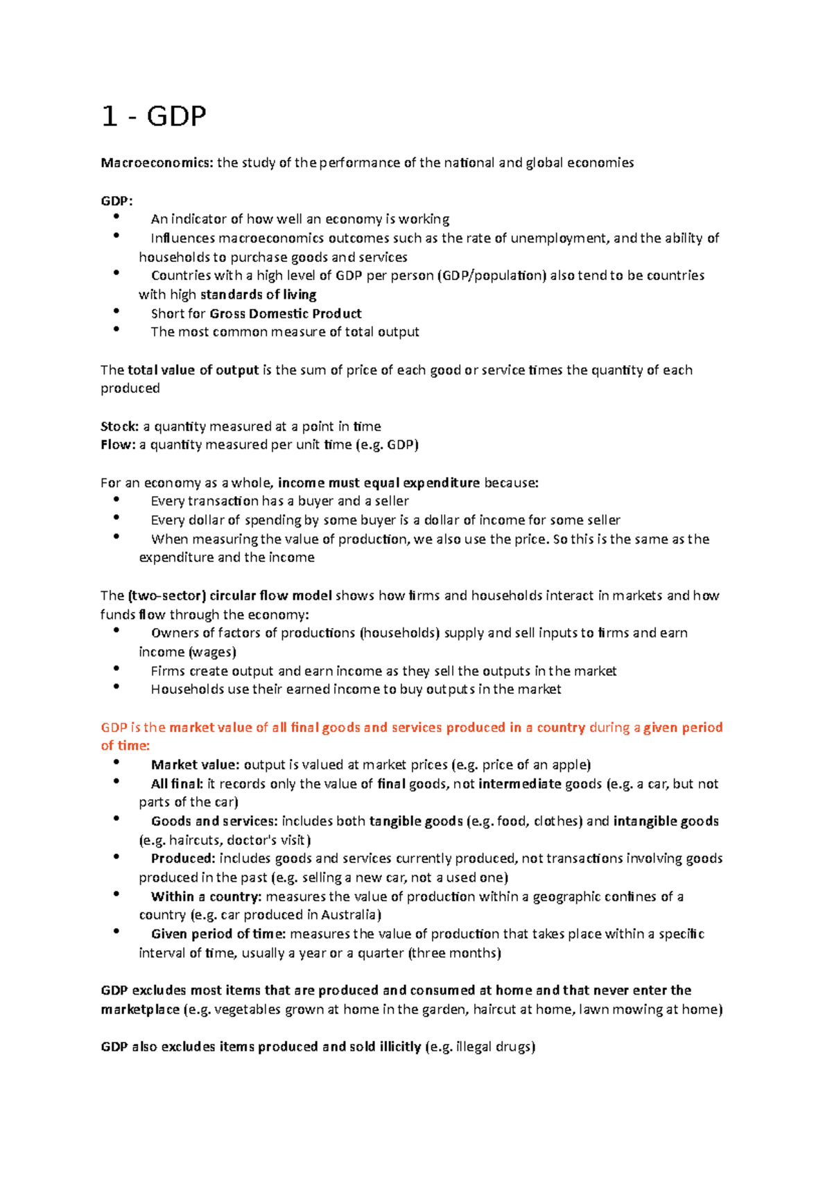 Lecture notes, lectures 1-12 - 1 - GDP Macroeconomics: the study of the ...