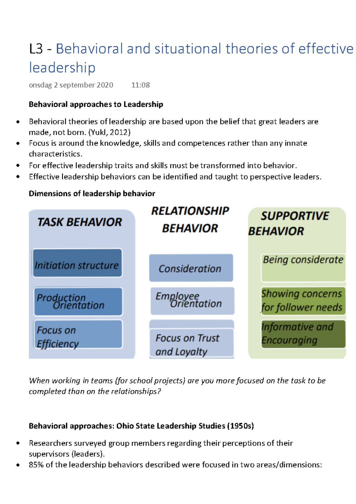 L3 Behavioral and situational theories of effective leadership