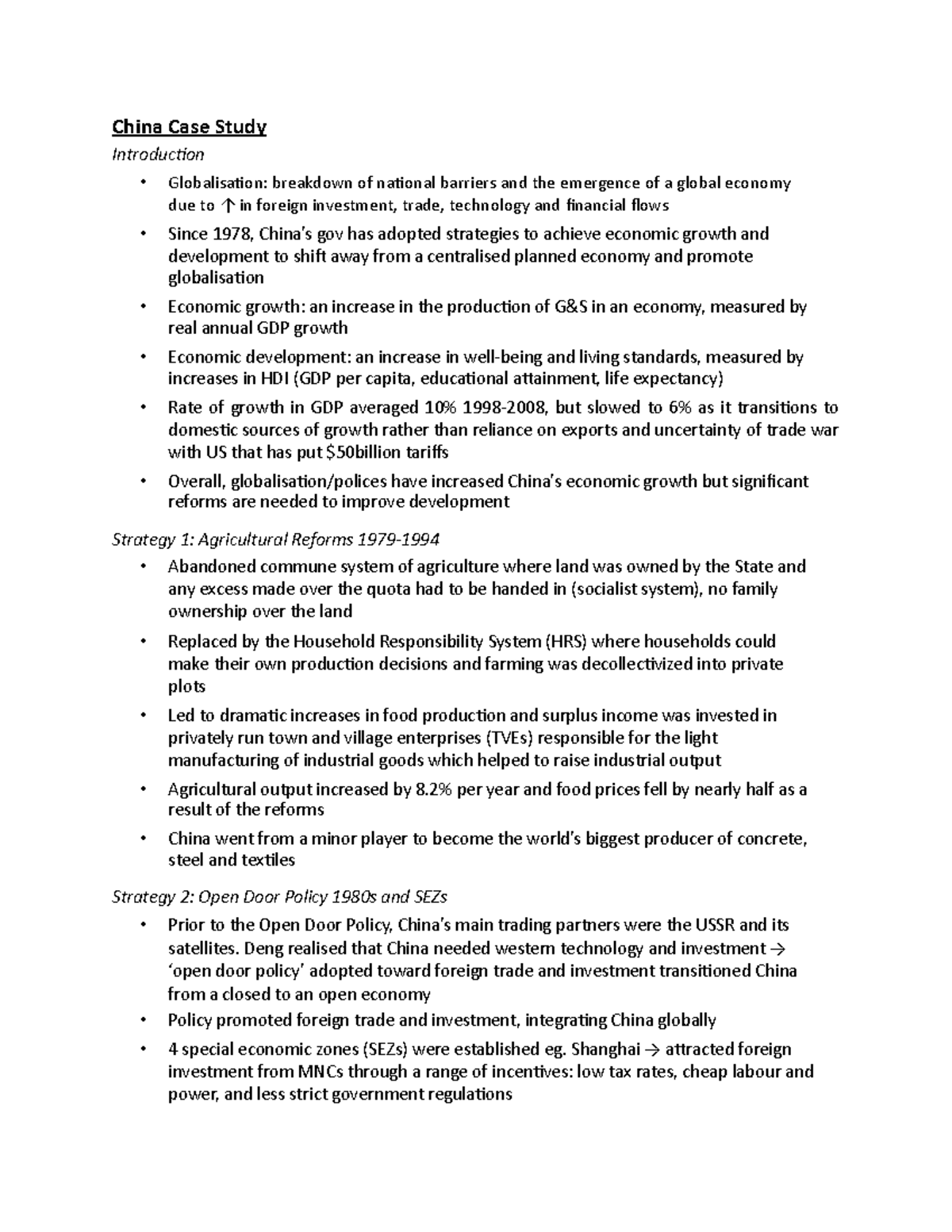 Essay 31 - economics - China Case Study Introduction Globalisation ...