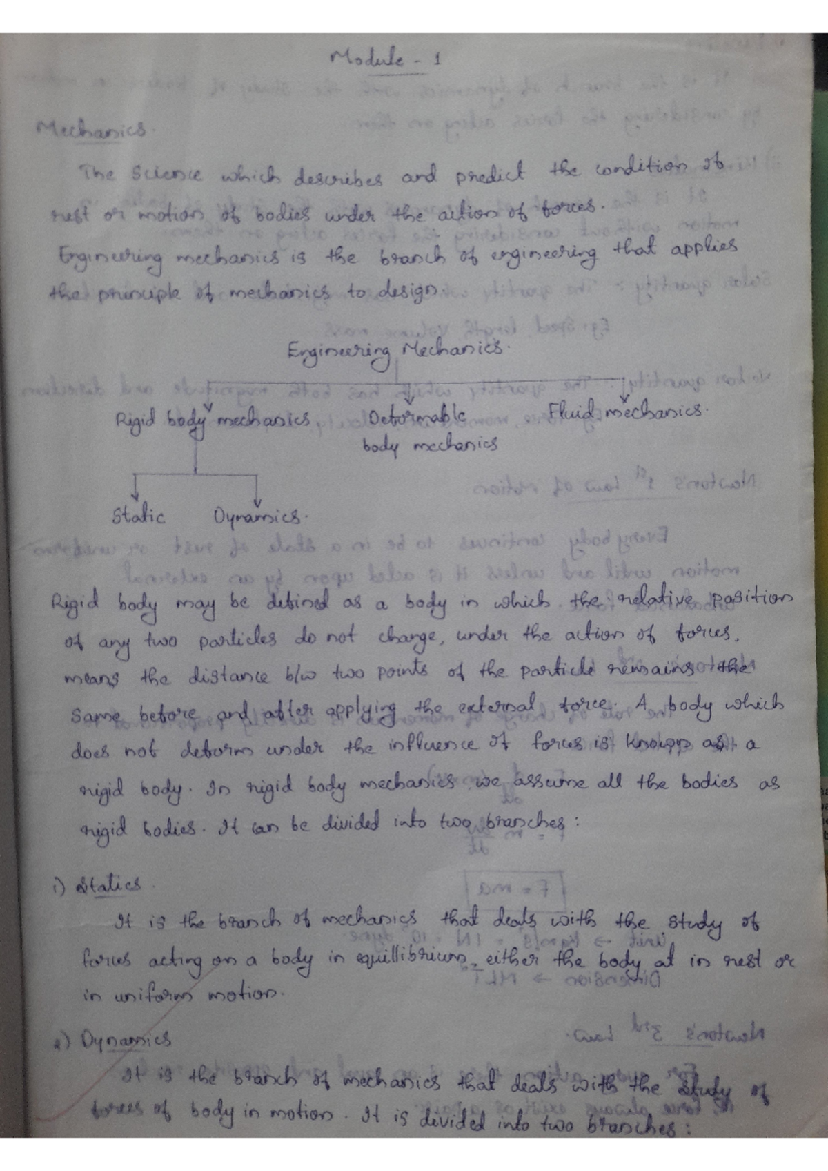 Engineering mechanics notes (module 1) - Module 1 Mechanics The Science ...