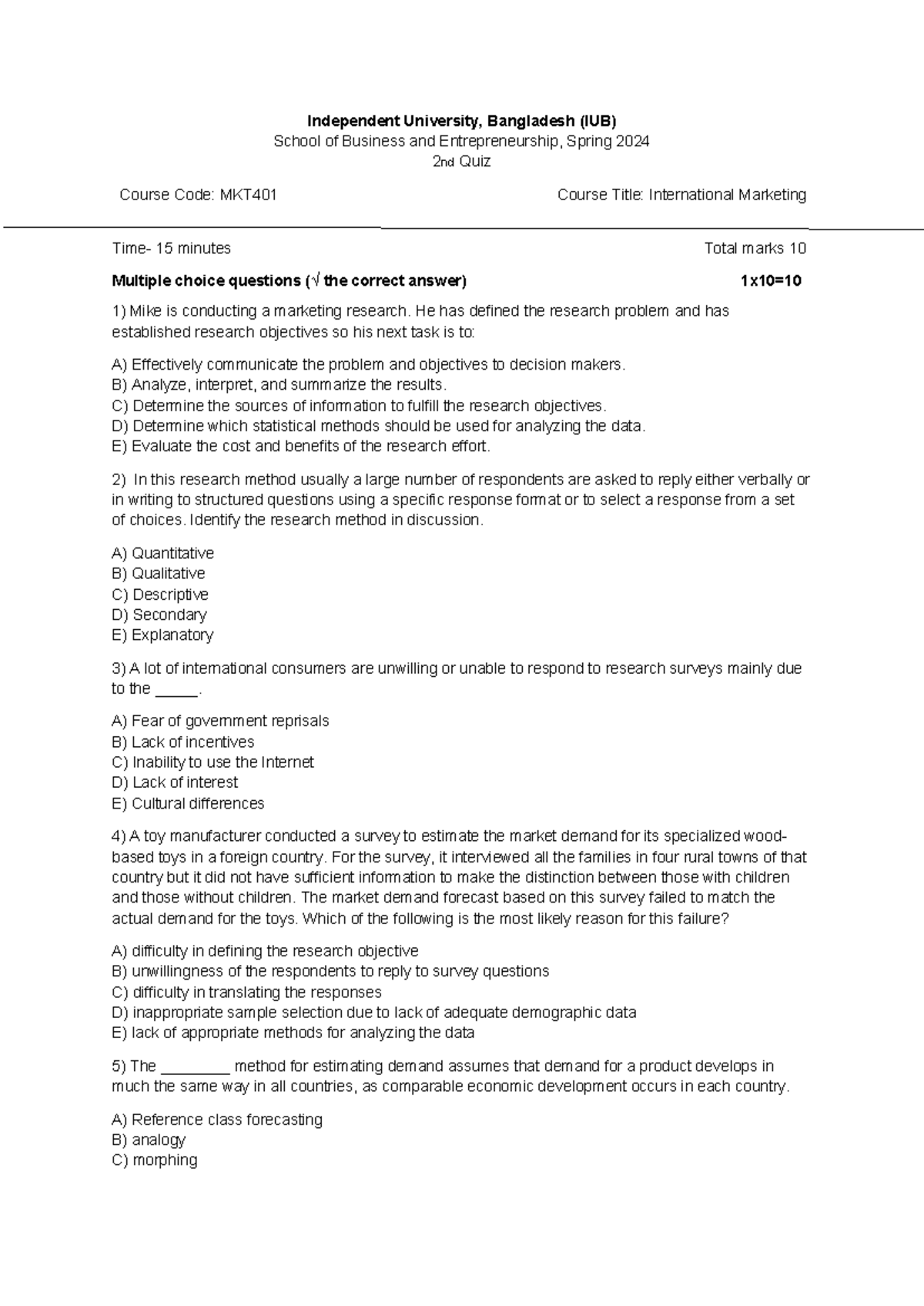 International marketing - Independent University, Bangladesh (IUB ...