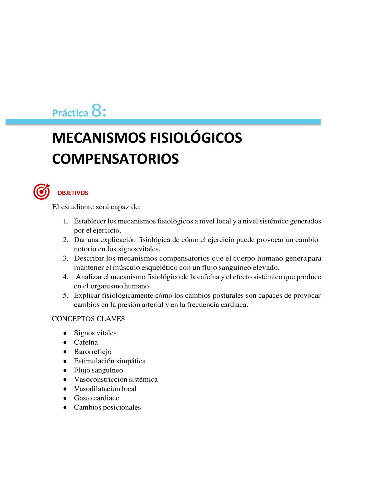 9 - Manual - MECANISMOS FISIOL”GICOS COMPENSATORIOS OBJETIVOS El ...