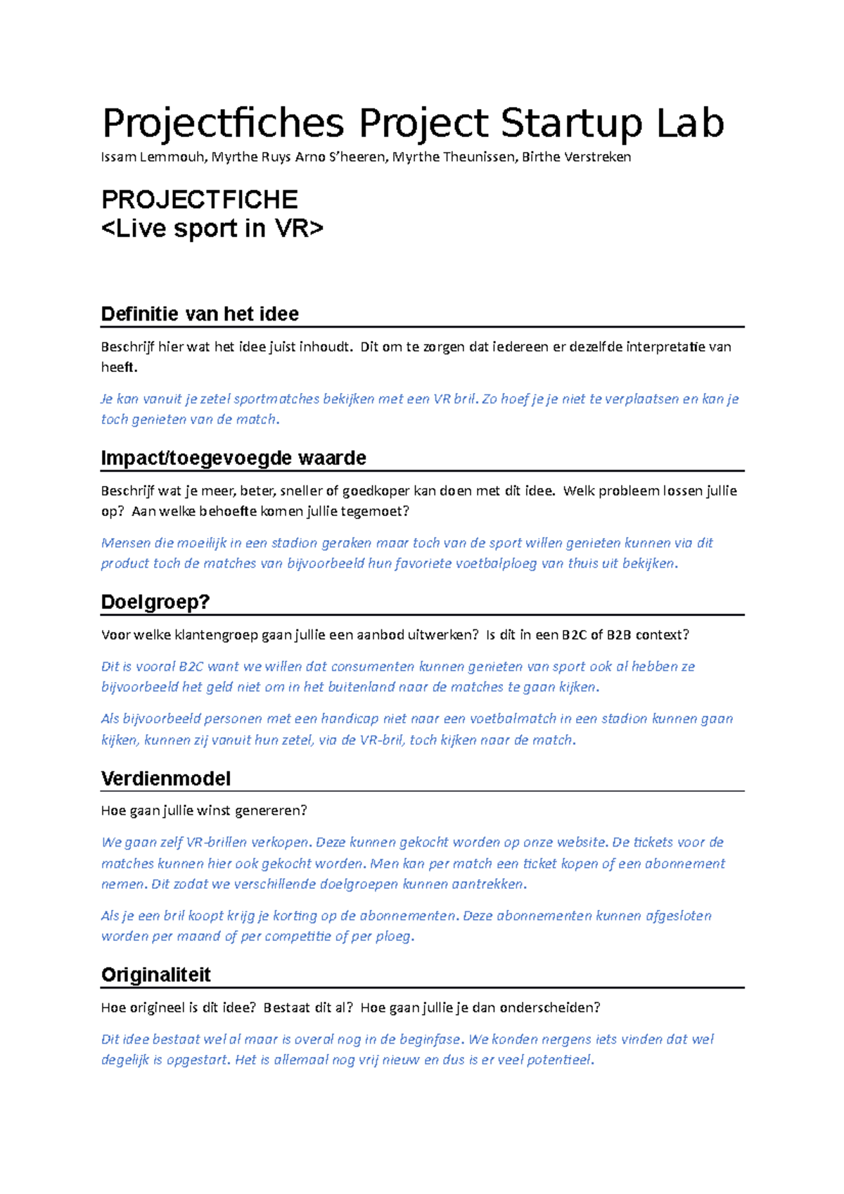 Projectfiches Project Startup Lab - Dit om te zorgen dat iedereen er ...