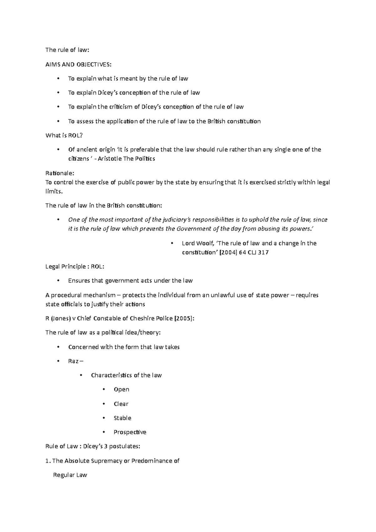 Studocu 13 new - Lecture notes 3 - The rule of law: AIMS AND OBJECTIVES ...