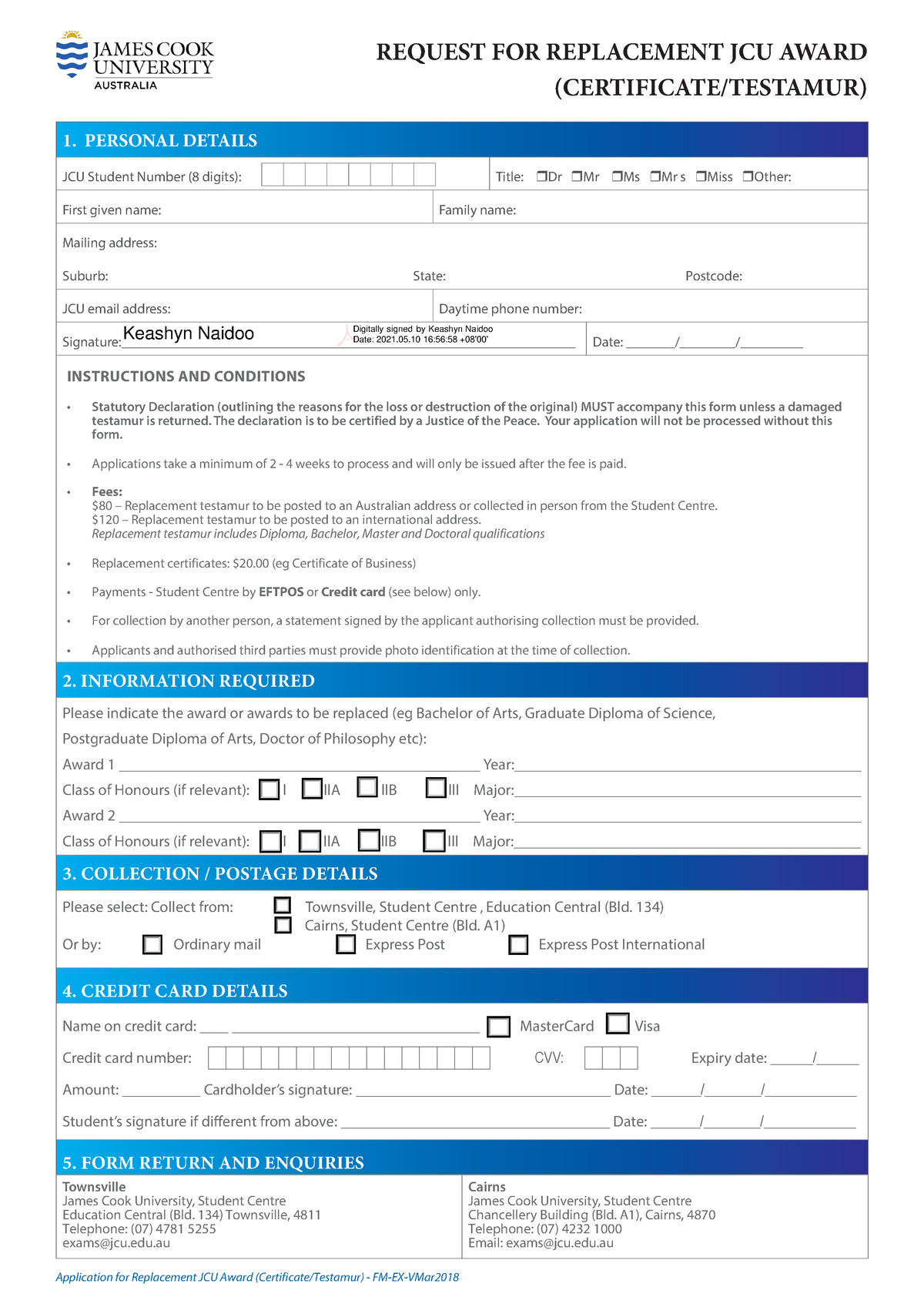 request for replacement jcu award for network security - Application ...