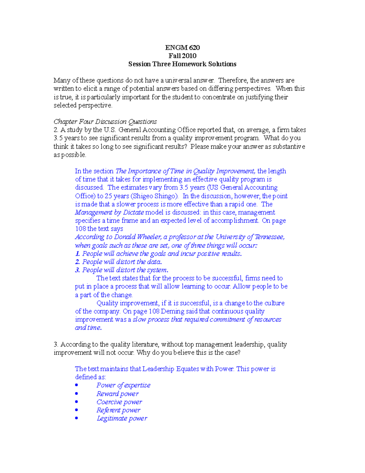 Solutions 3 - ENGM 620 Fall 2010 Session Three Homework Solutions Many ...
