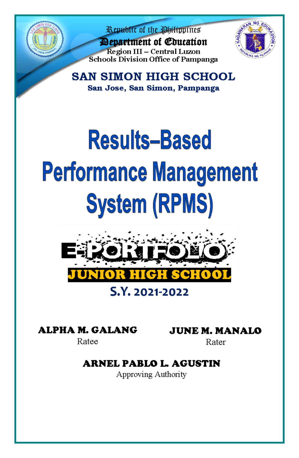 Alpha-M - RMPS-E-PORTFOLIO - JUNIOR HIGH SCHOOL Republic of the ...