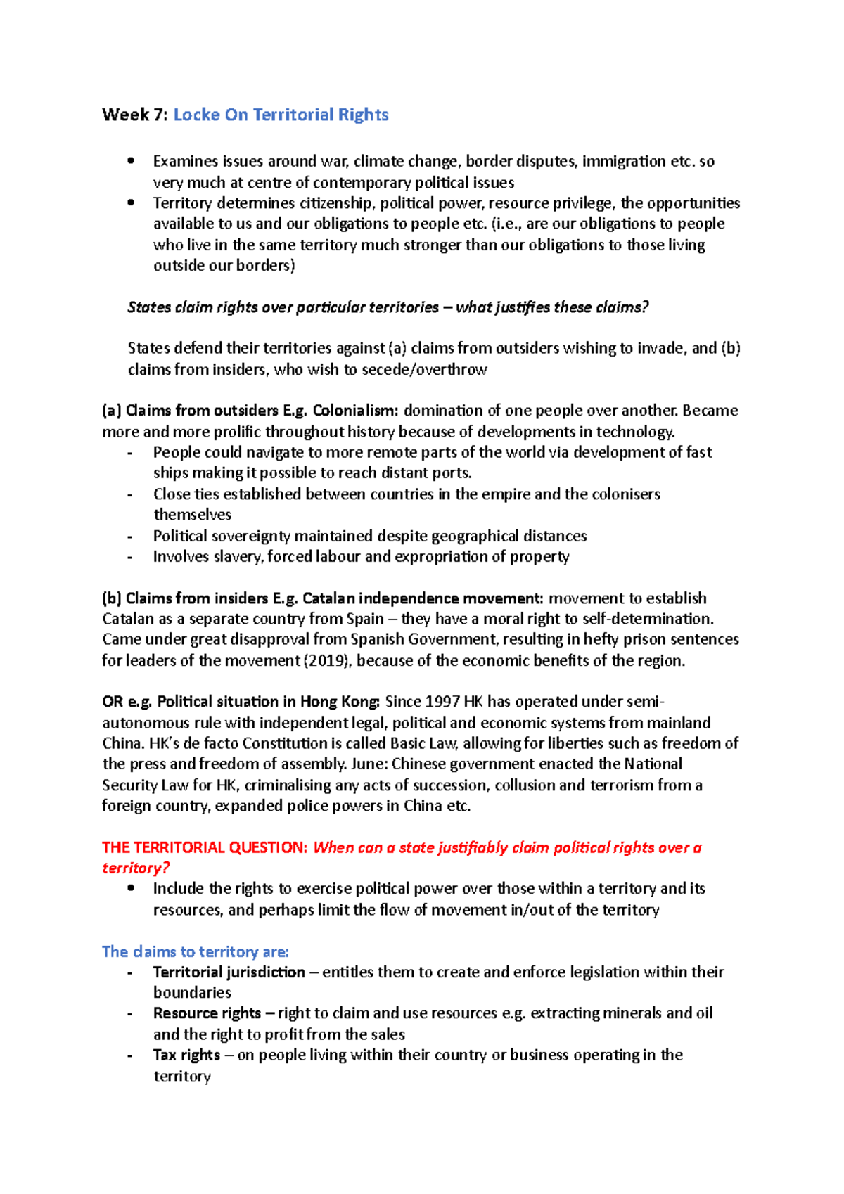 Locke on Territorial Rights - Week 7: Locke On Territorial Rights ...
