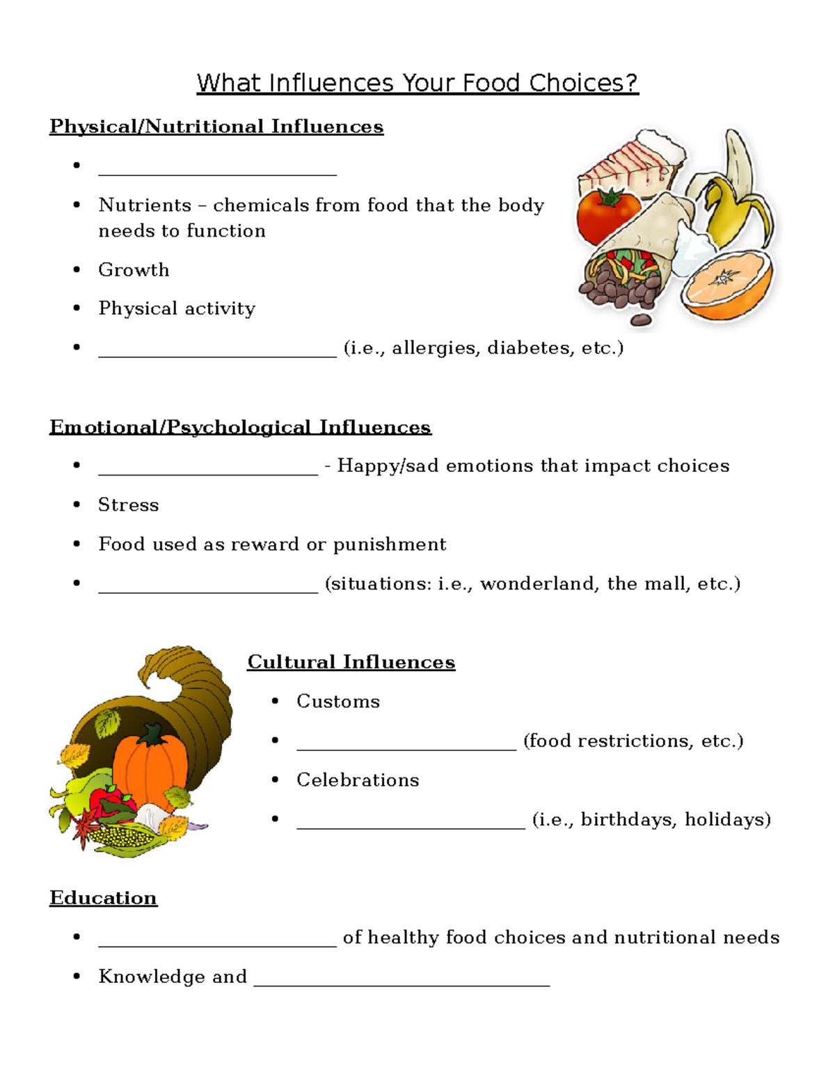 What Influences Your Food Choices Handout 1 - CHMB16 - U Of T - Studocu