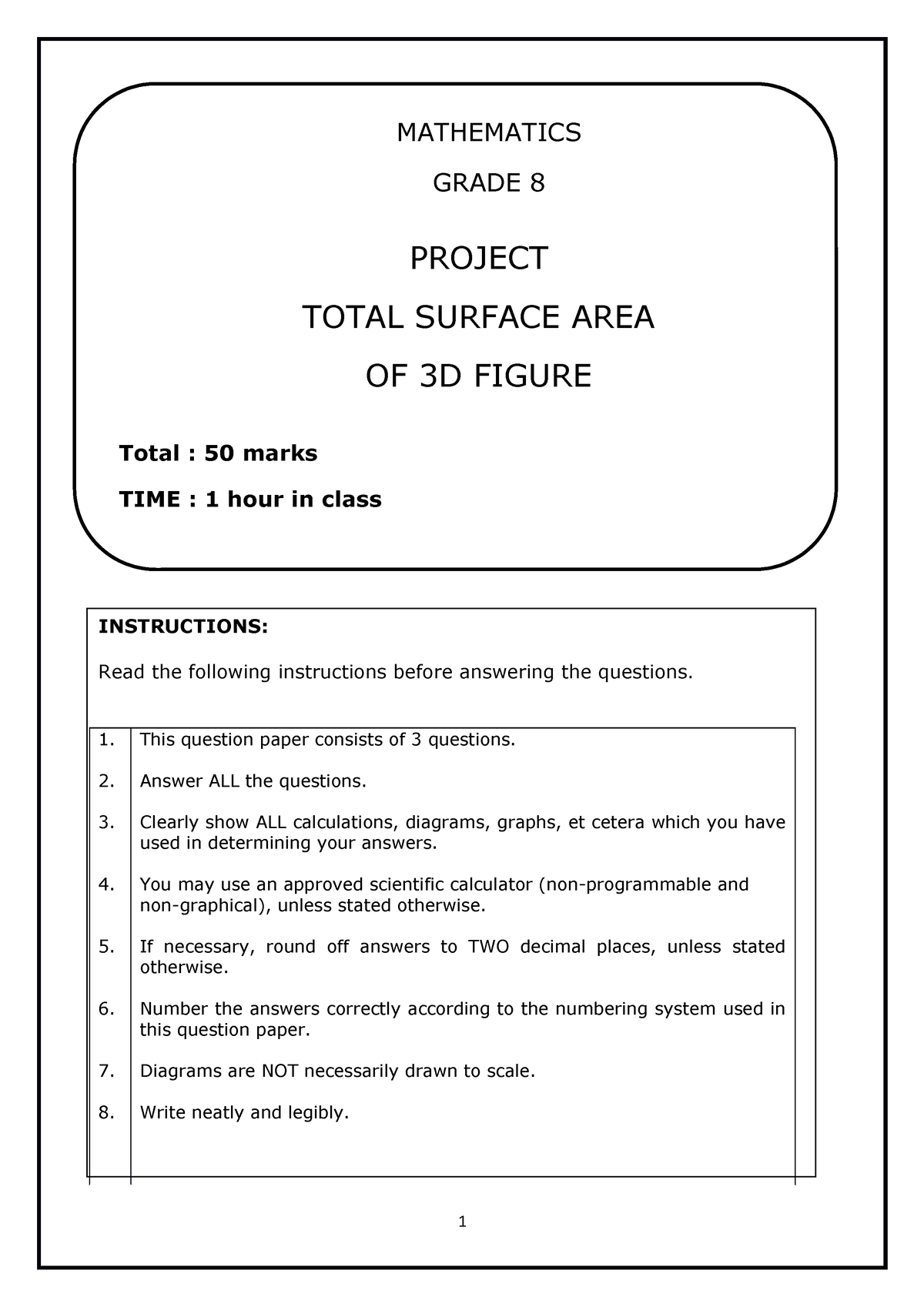 mathematics grade 8 assignment term 3