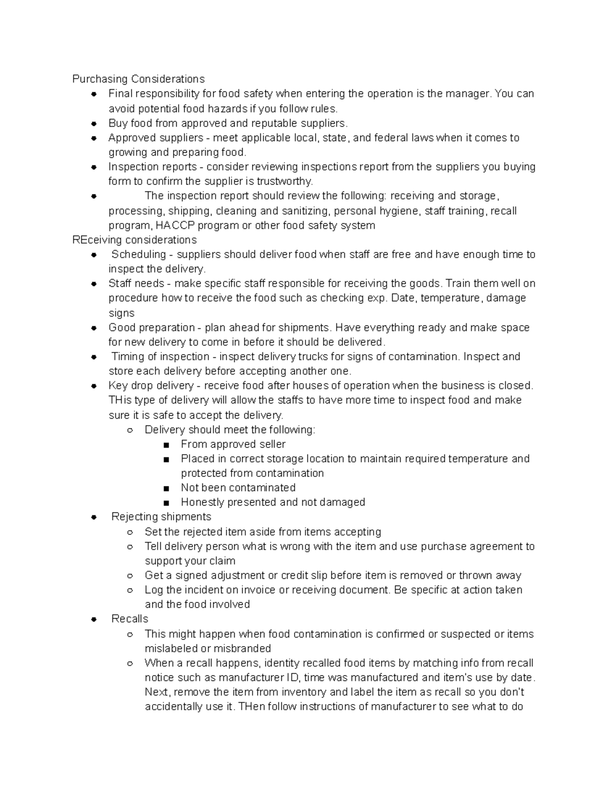 Chapter 6 The Flow of Food purchasing and receiving - Purchasing ...