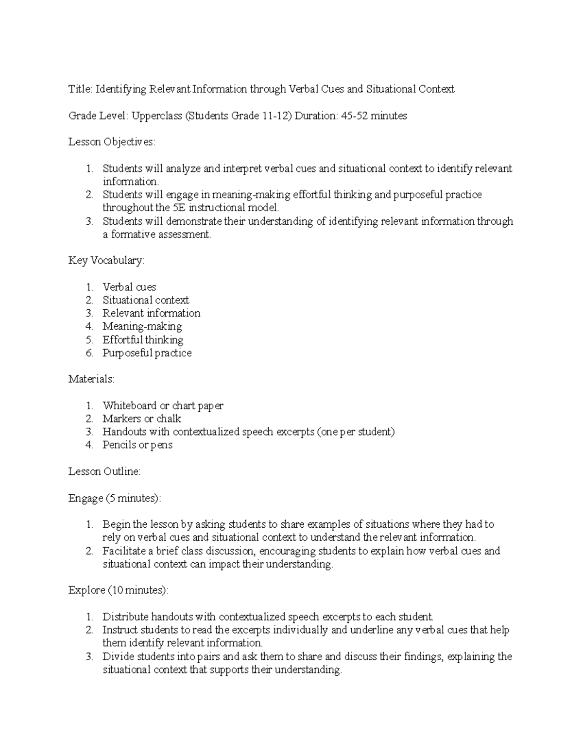 Identifying Speech Contextualized - Title: Identifying Relevant ...