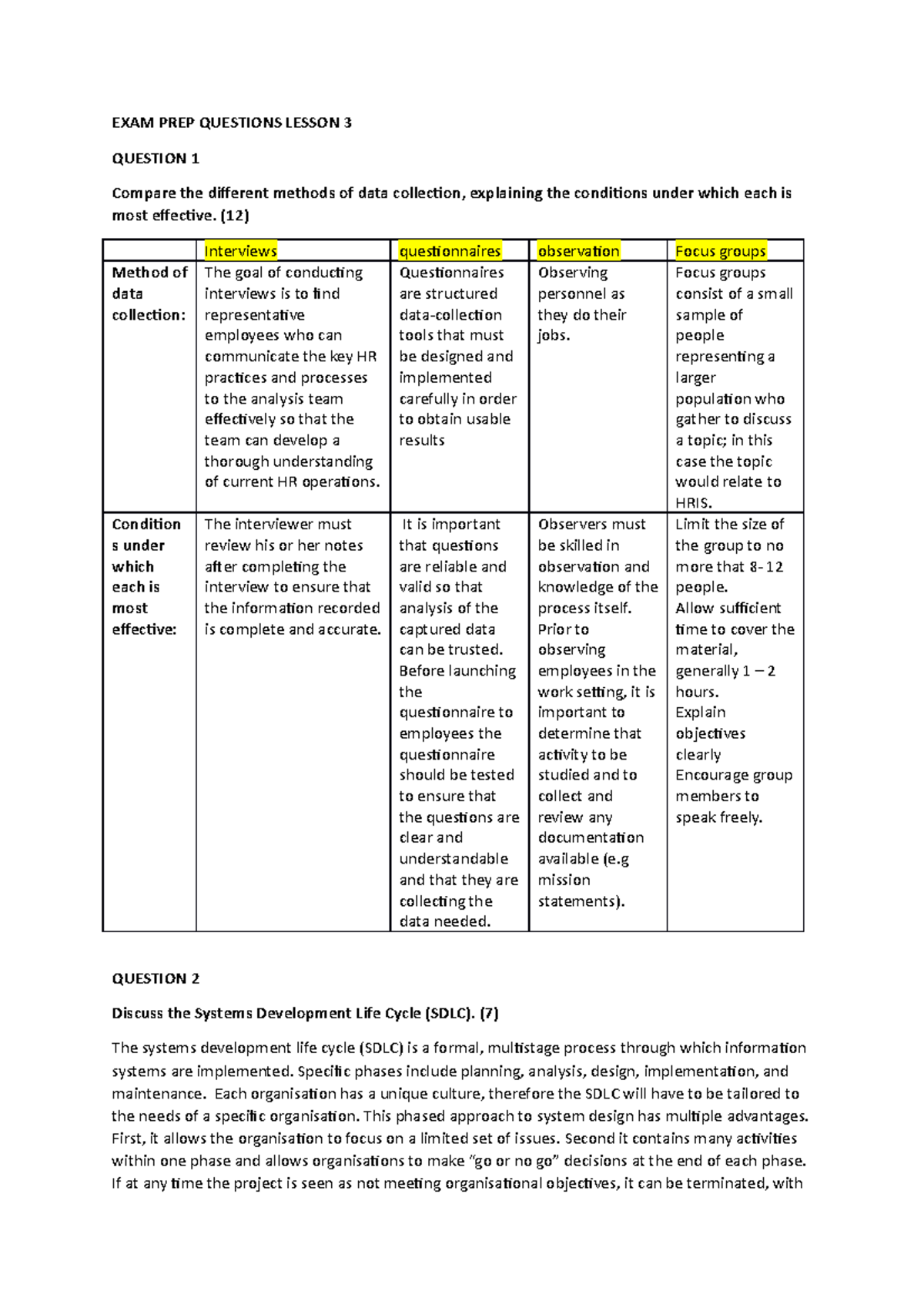EXAM PREP Questions Lesson 3 - EXAM PREP QUESTIONS LESSON 3 QUESTION 1 ...