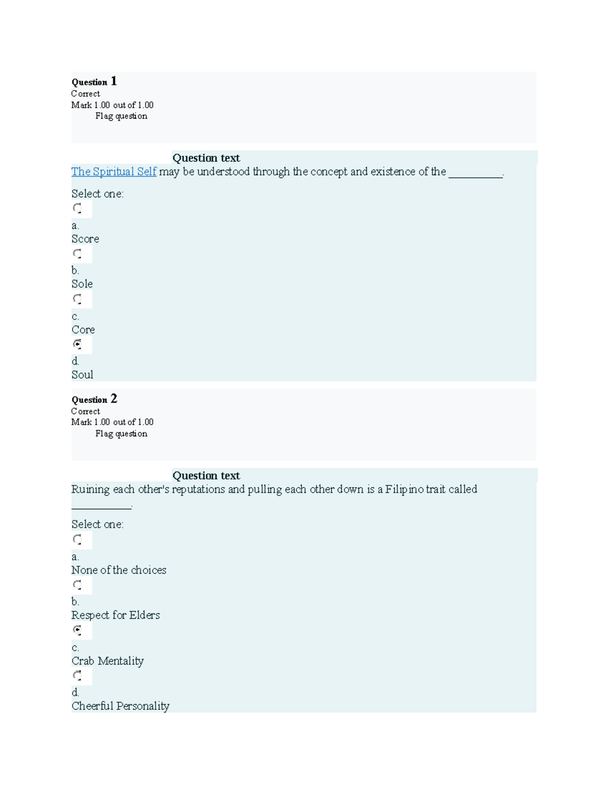 Understanding Self GE6100 FQ1 - Correct Mark 1 Out Of 1. Flag Question ...