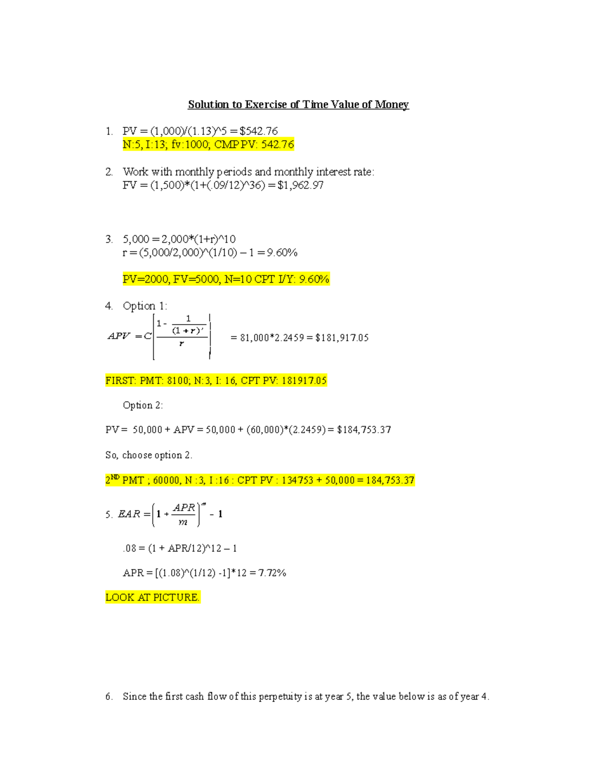 Solution to Ch5,6-Exercise on TVM - Solution to Exercise of Time Value ...