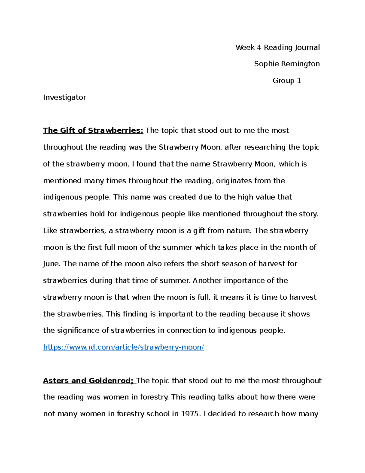 Week 4 Reading Journal - Week 4 Reading Journal Sophie Remington Group ...