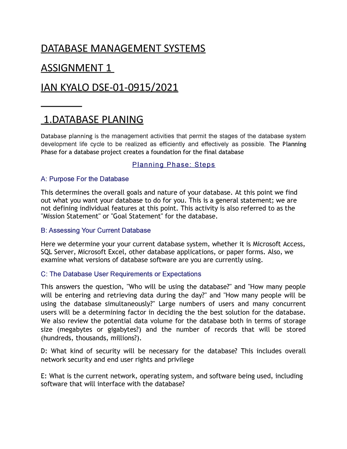 database management system assignment pdf