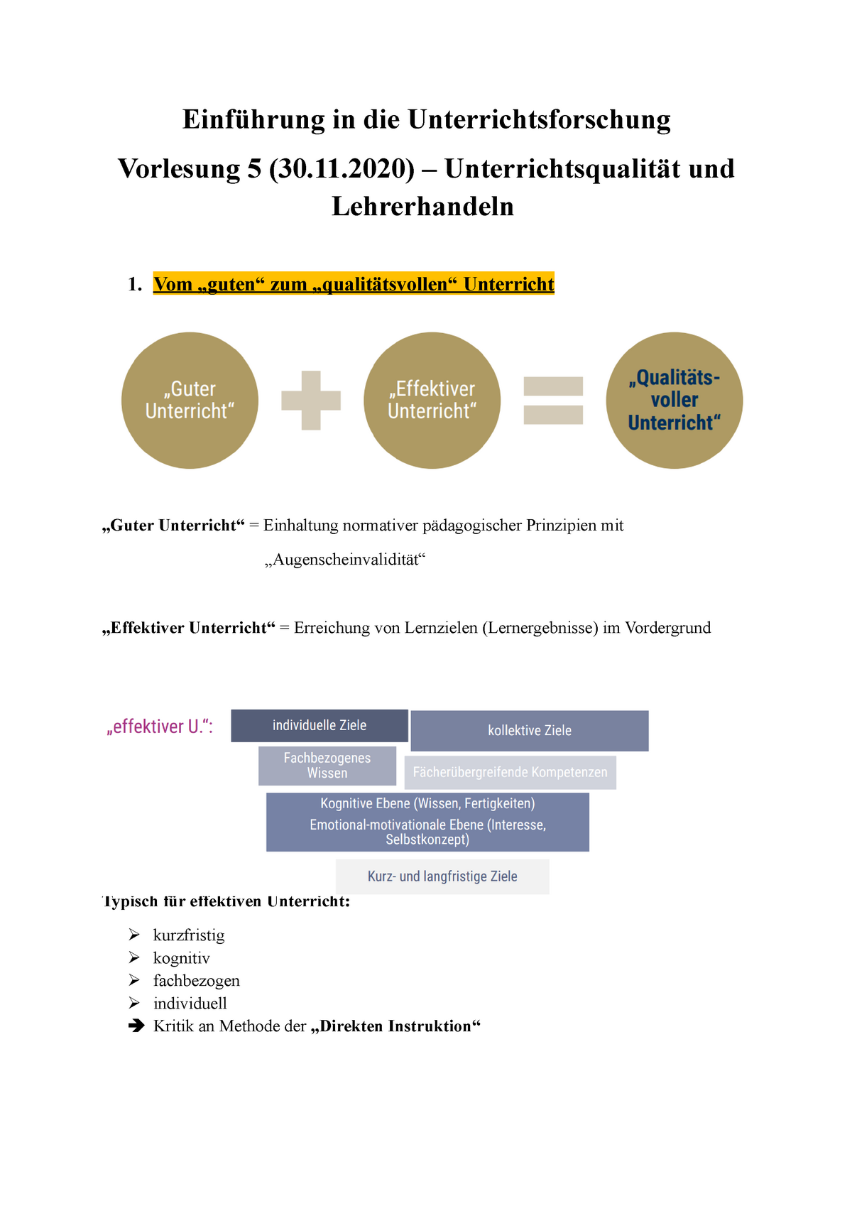 Was ist effektiver Unterricht?