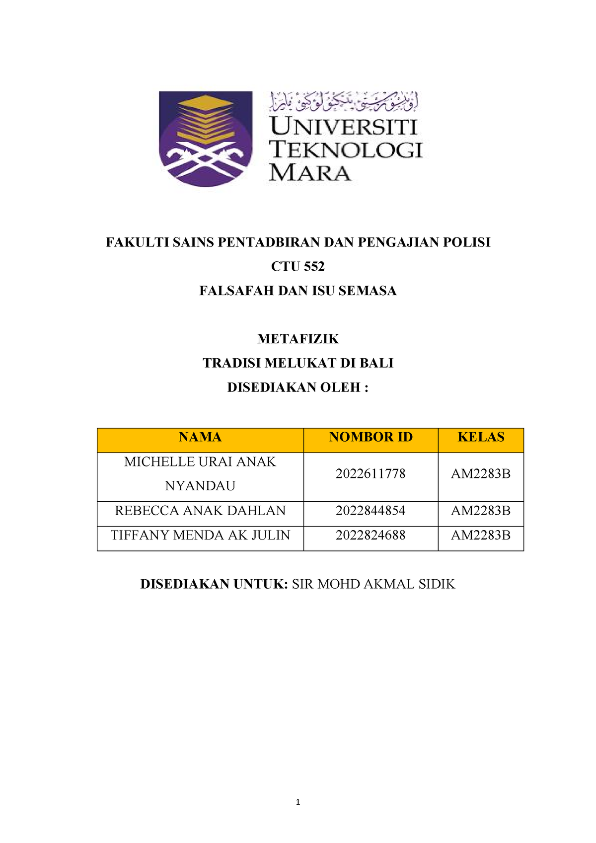 CTU 552 Tradisi Melukat DI BALI-1 - FAKULTI SAINS PENTADBIRAN DAN ...