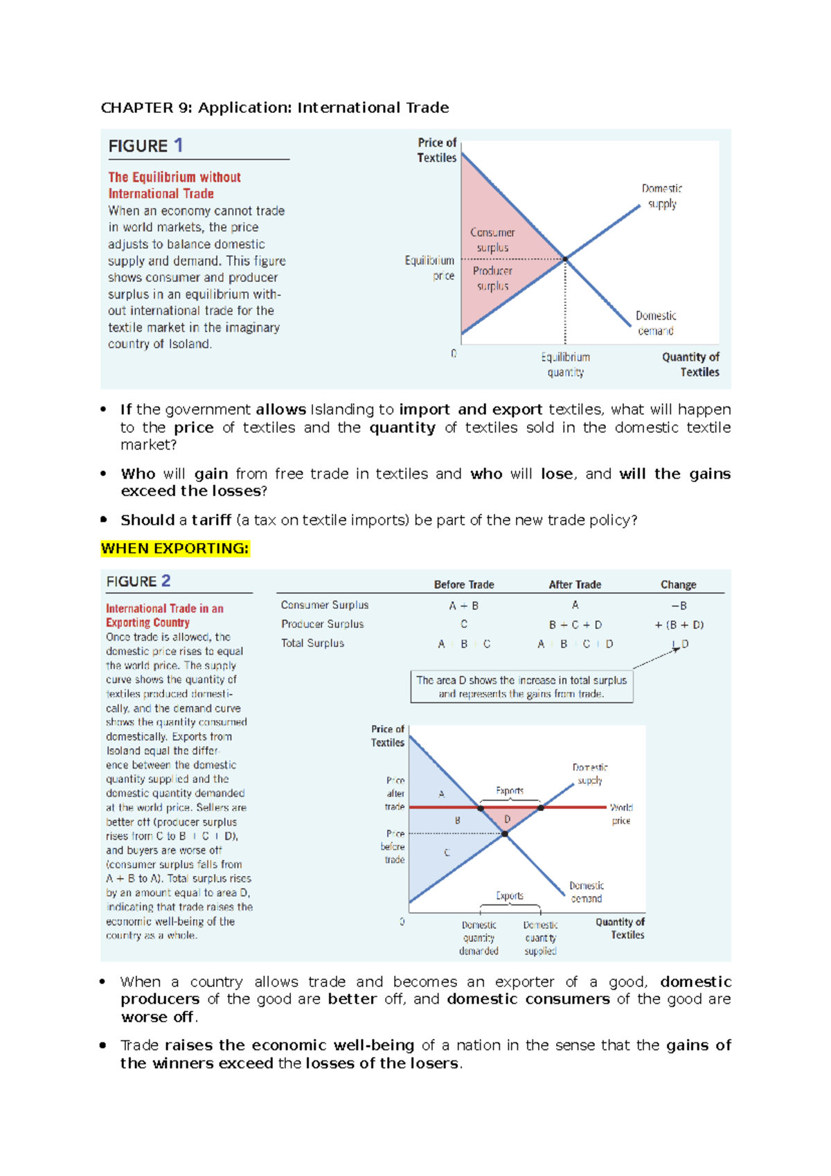 Chapter 9 - CHAPTER 9: Application: International Trade If The ...