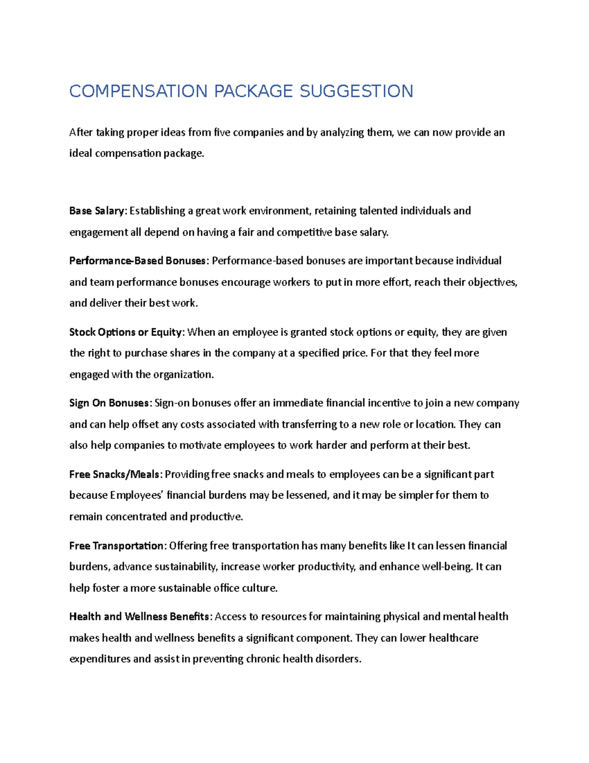 Compensation Package Suggestions Human Resource Management IUB compensation-package-suggestions-human-resource-management-iub