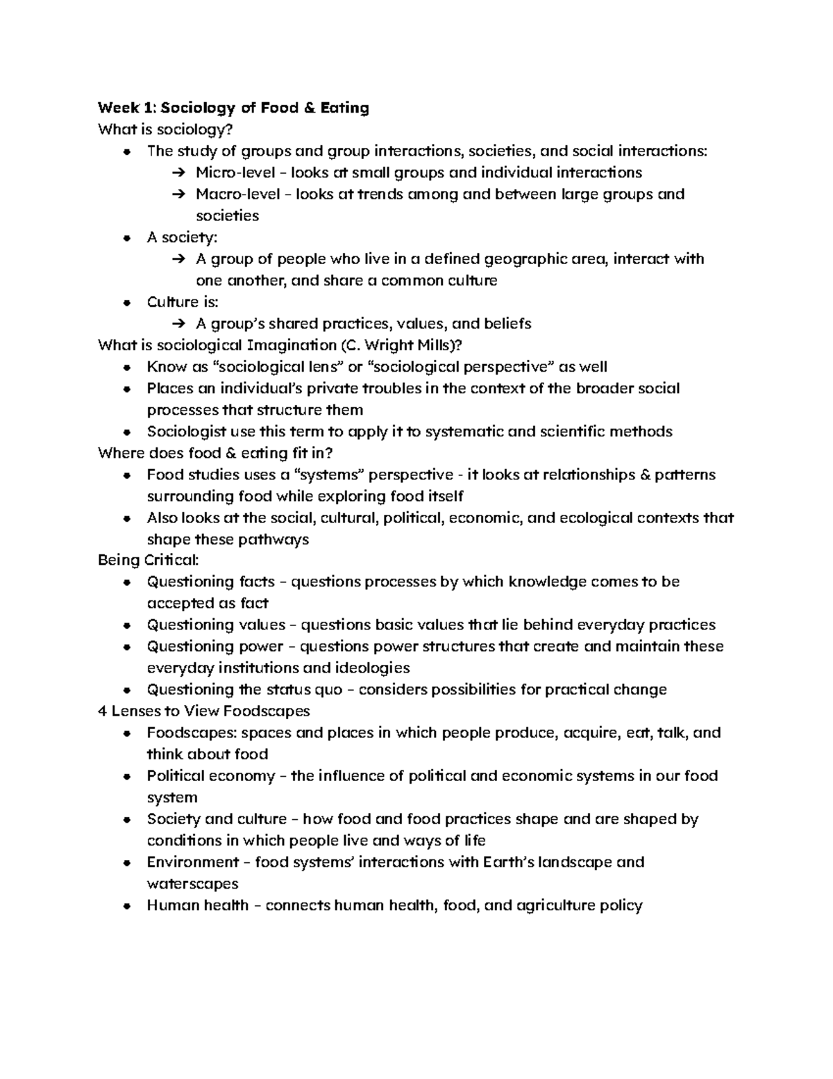 SOC808 Lecture Notes - Week 1: Sociology of Food & Eating What is ...