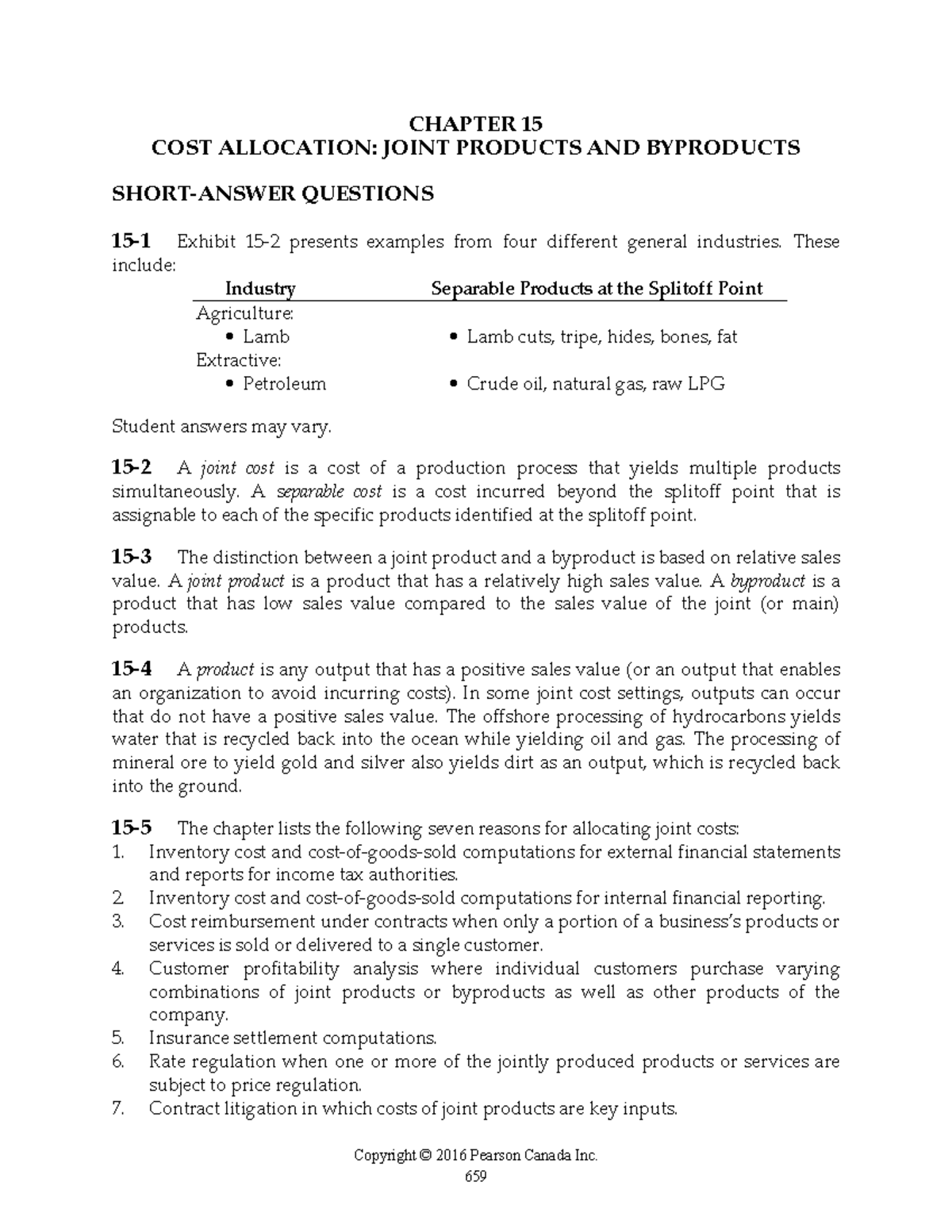 Solution Manual ch15 - Copyright © 2016 Pearson Canada Inc. CHAPTER 15 ...