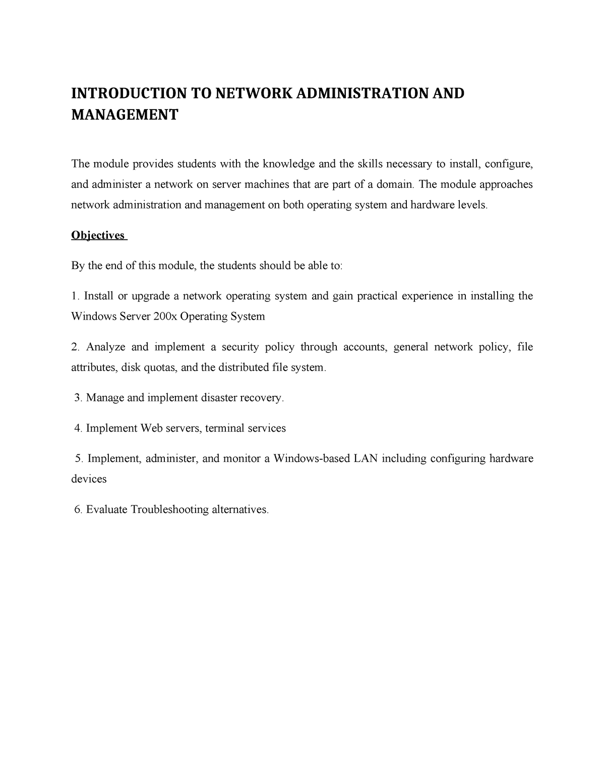 Lecture 1 - Network Administration - INTRODUCTION TO NETWORK ...