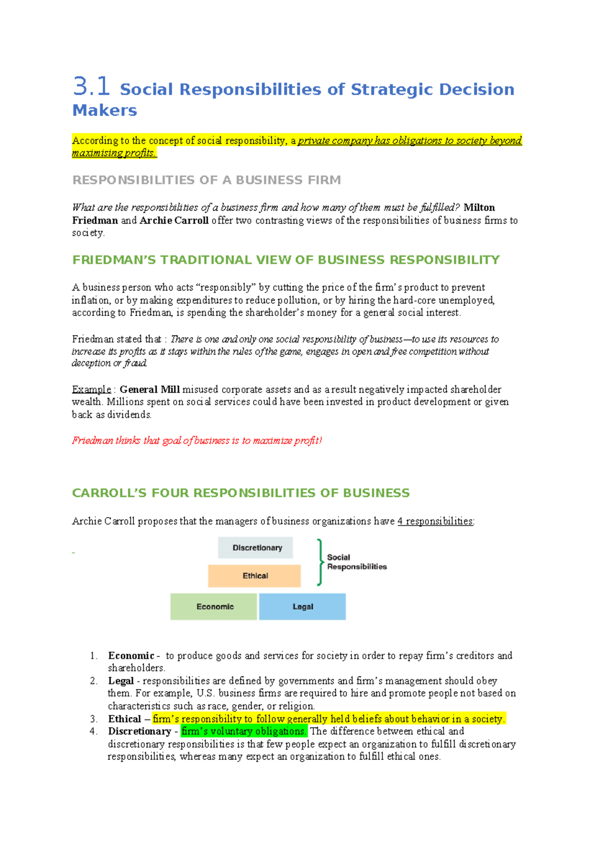 Strat Management chapter 3 social responsibility ethics - 3 Social ...