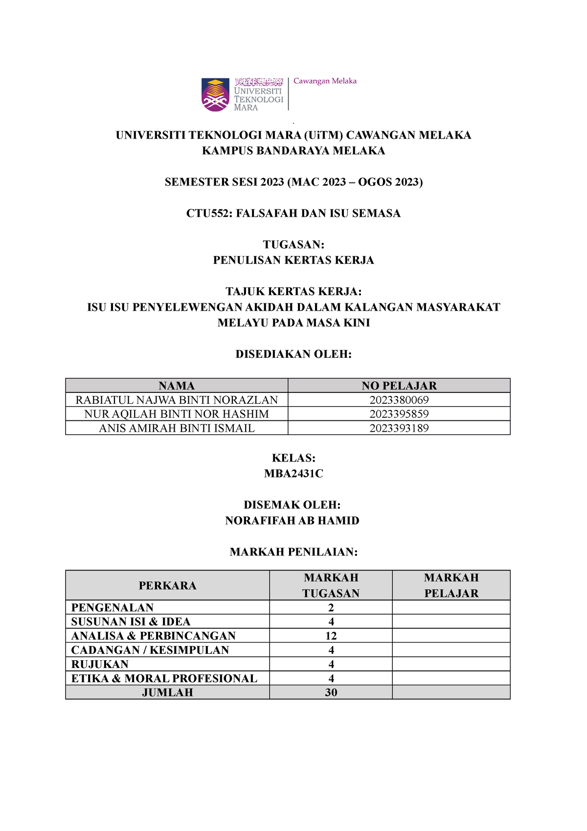 ISU ISU PENYELEWENGAN AKIDAH DALAM KALANGAN MASYARAKAT MELAYU PADA MASA ...