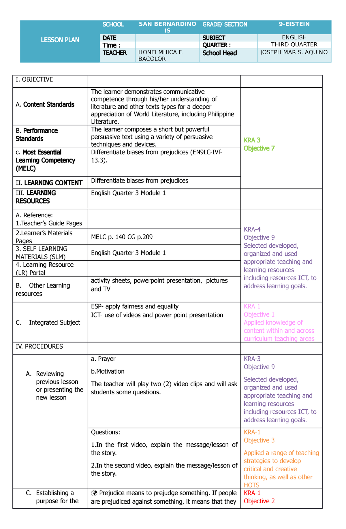 COT-DLP-3rd-english-2023 - LESSON PLAN SCHOOL SAN BERNARDINO IS GRADE ...