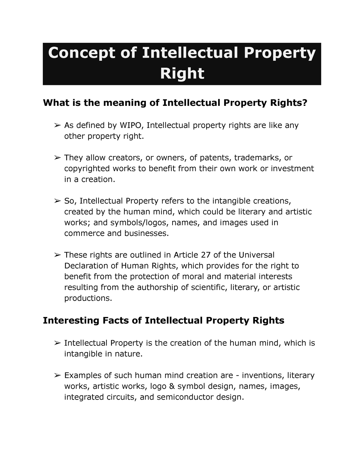 intellectual property rights in assignments