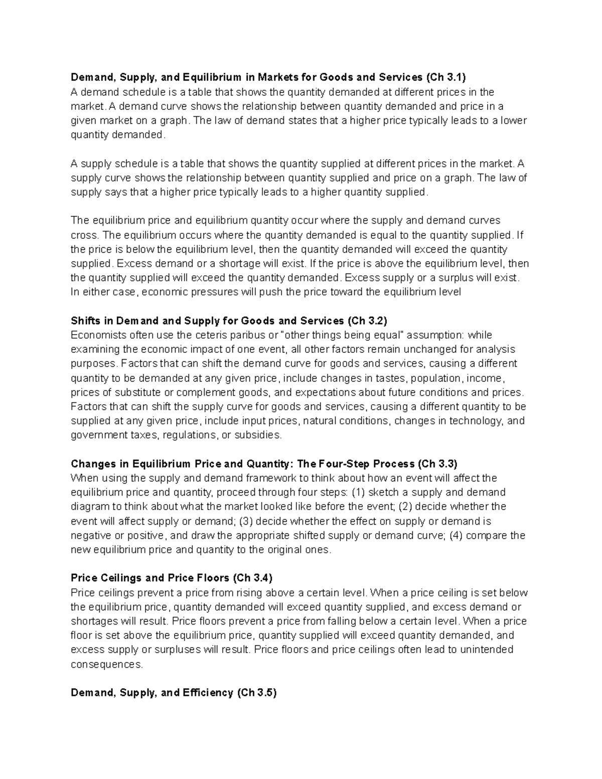 Macroeconomics Unit 2 key concepts and summary - Demand, Supply, and ...