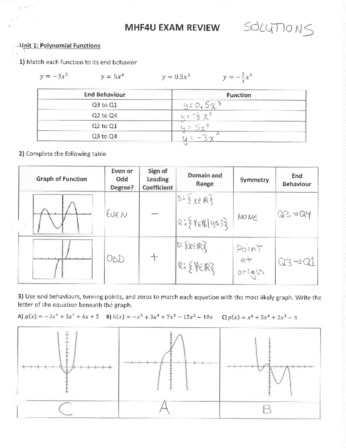 MHF4U+EXAM+ Review+ Solutions - BIO1130 - Studocu