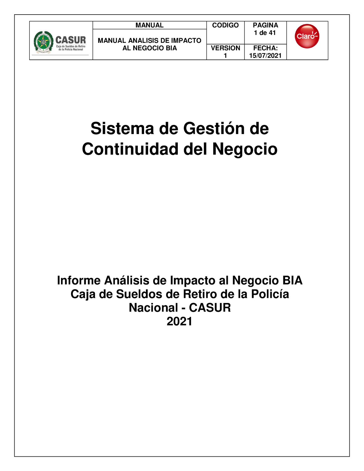 Documento BIA Final Servicios IT 2021 Informe - 1 De 41 MANUAL ANALISIS ...