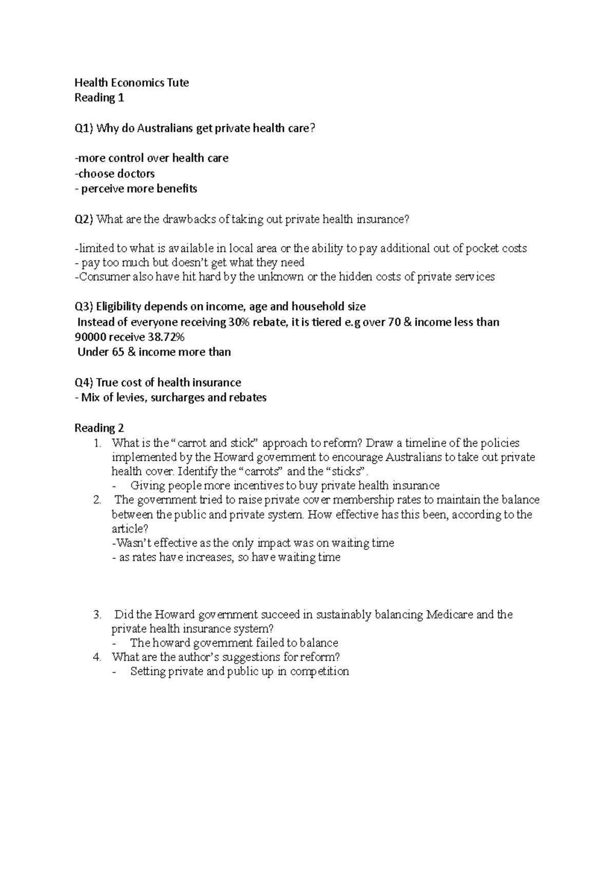 HealthEconomicsweek10week11 Health Economics Tute Reading 1 Q1