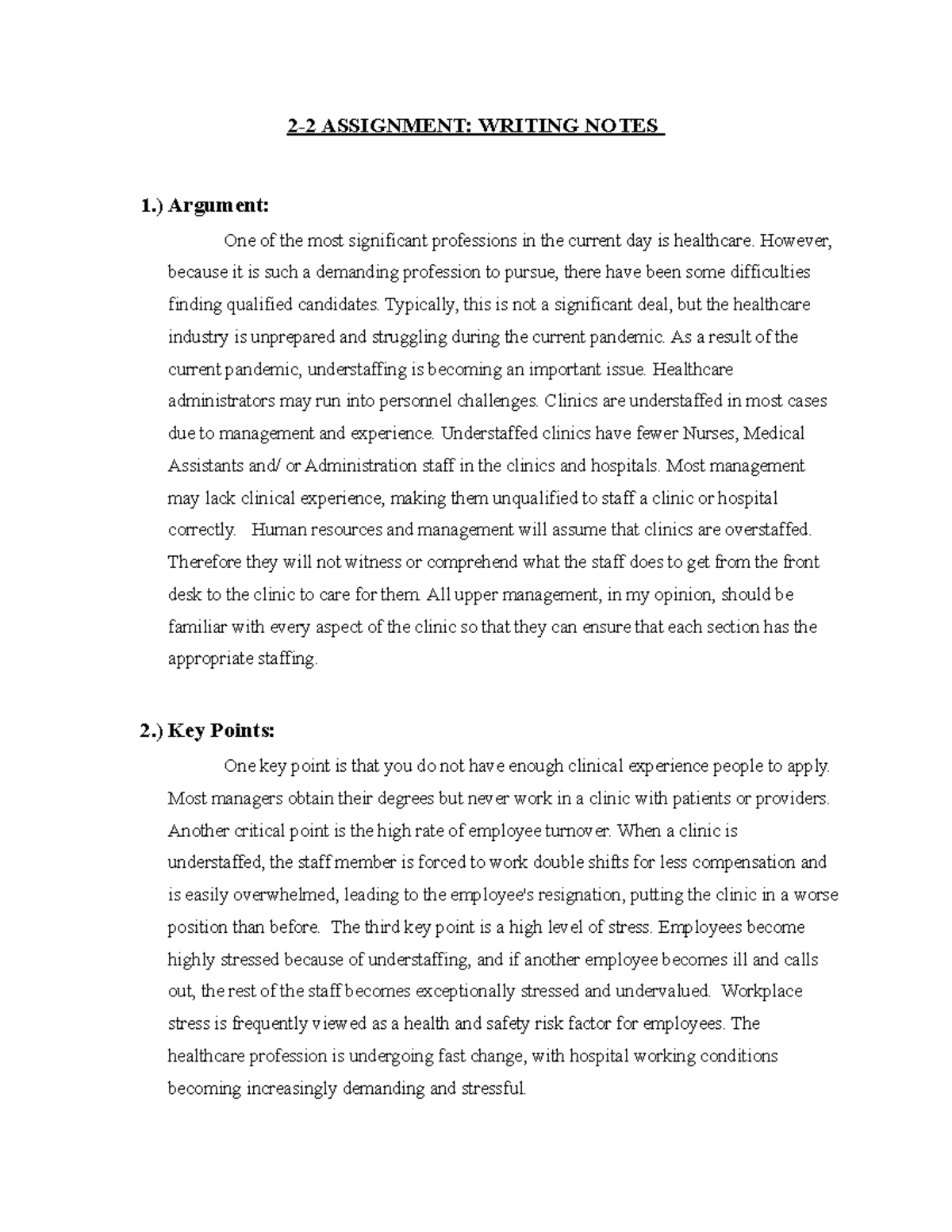 2-2 Assignment Writing Notes - 2-2 ASSIGNMENT: WRITING NOTES 1 ...