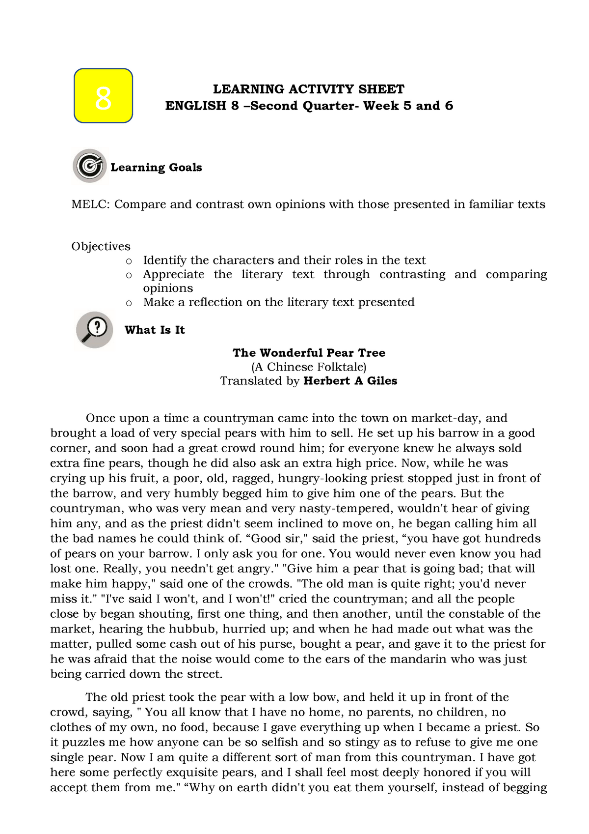 ENGLISH LAS For SECOND Quarter Week 5-6 - LEARNING ACTIVITY SHEET ...