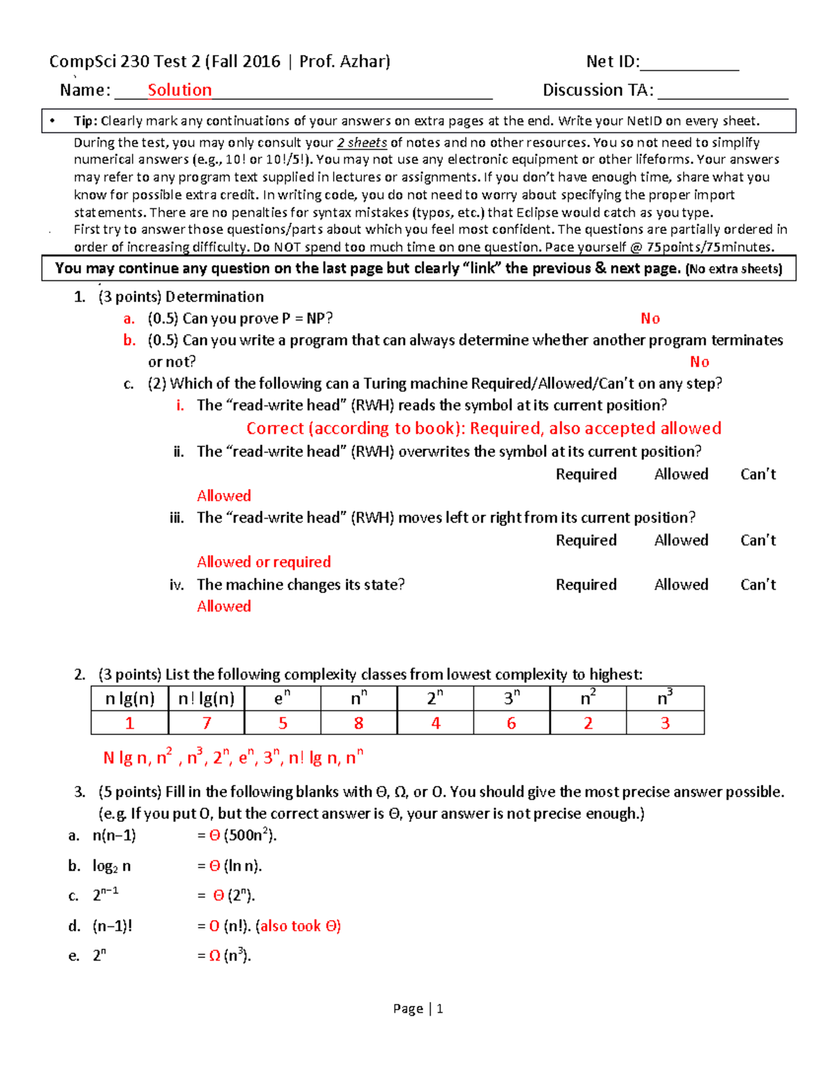 Midterm 2 Solutions - \ Name: Solution Discussion TA : Tip: - Studocu