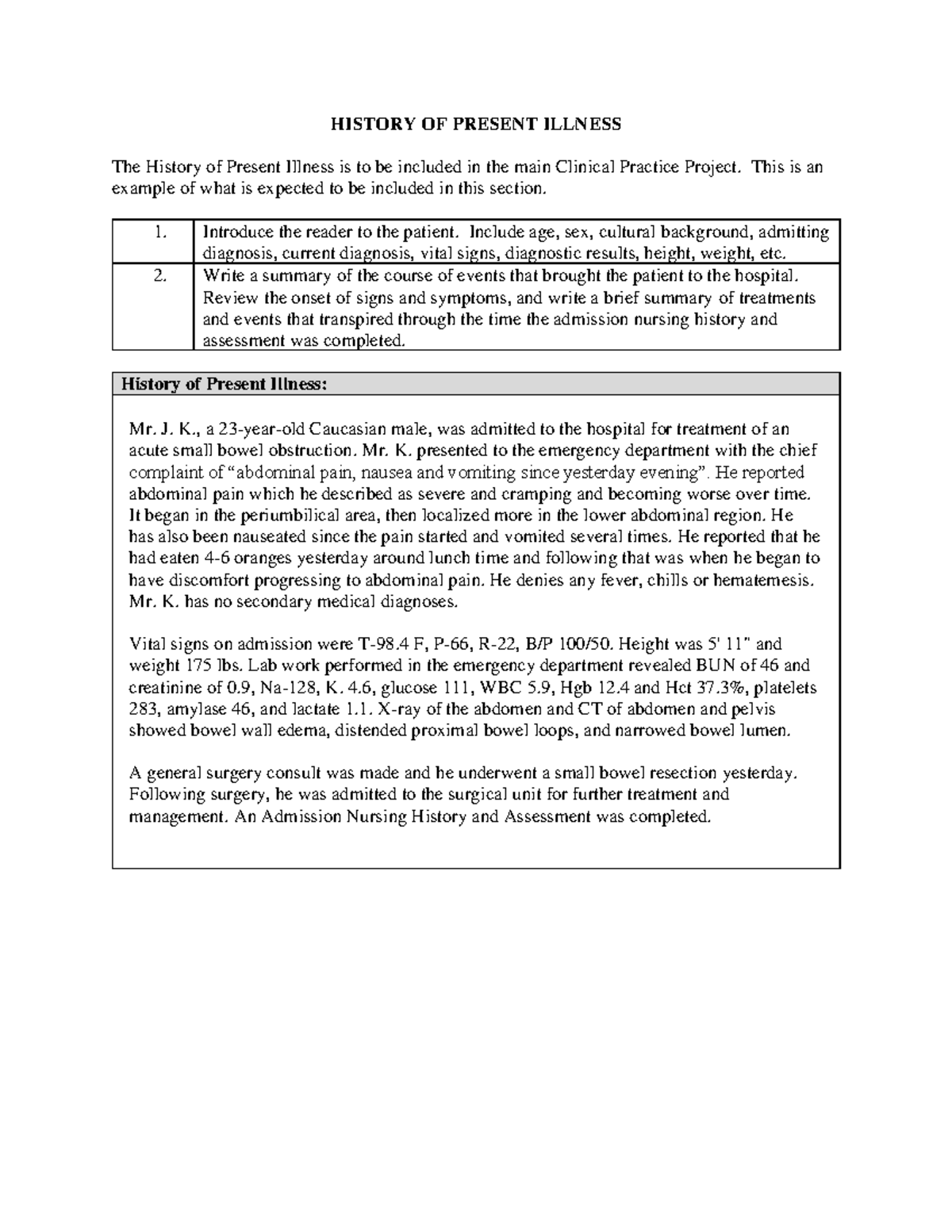  History Of Present Illness Template 