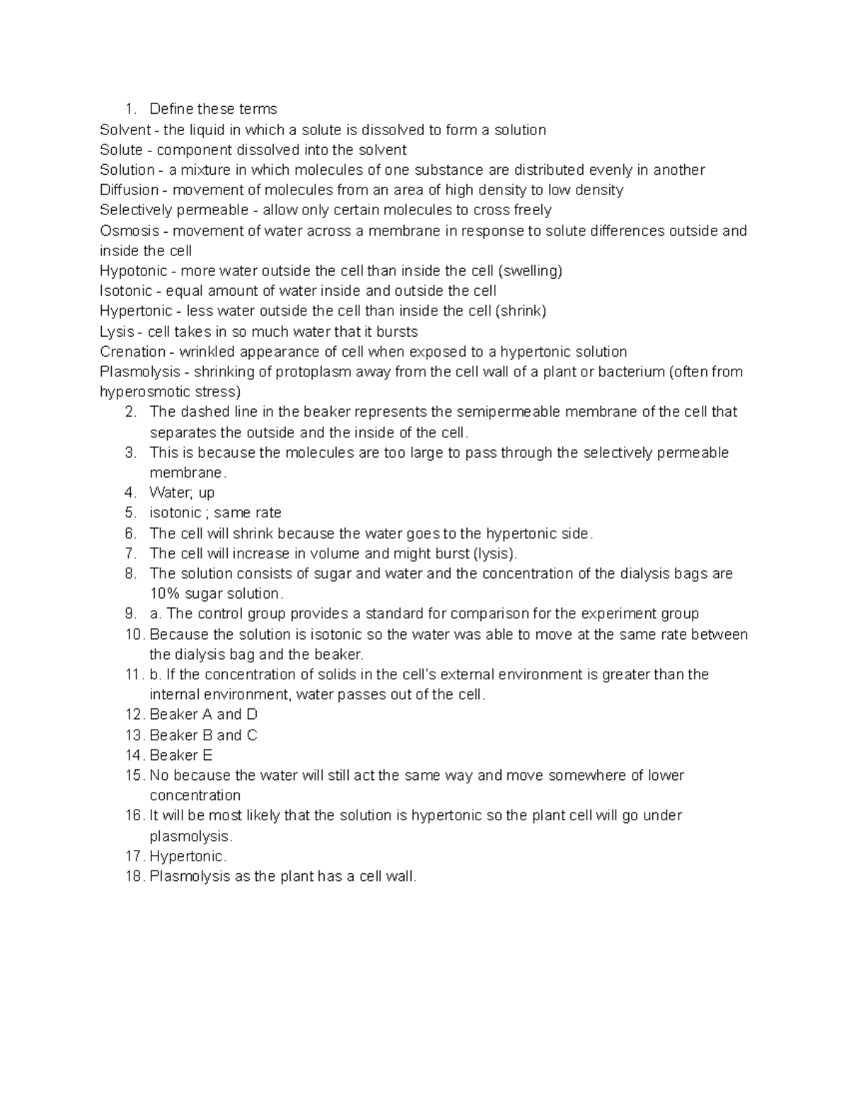 Lab 7 - Robert Bethel - Define these terms Solvent - the liquid in ...