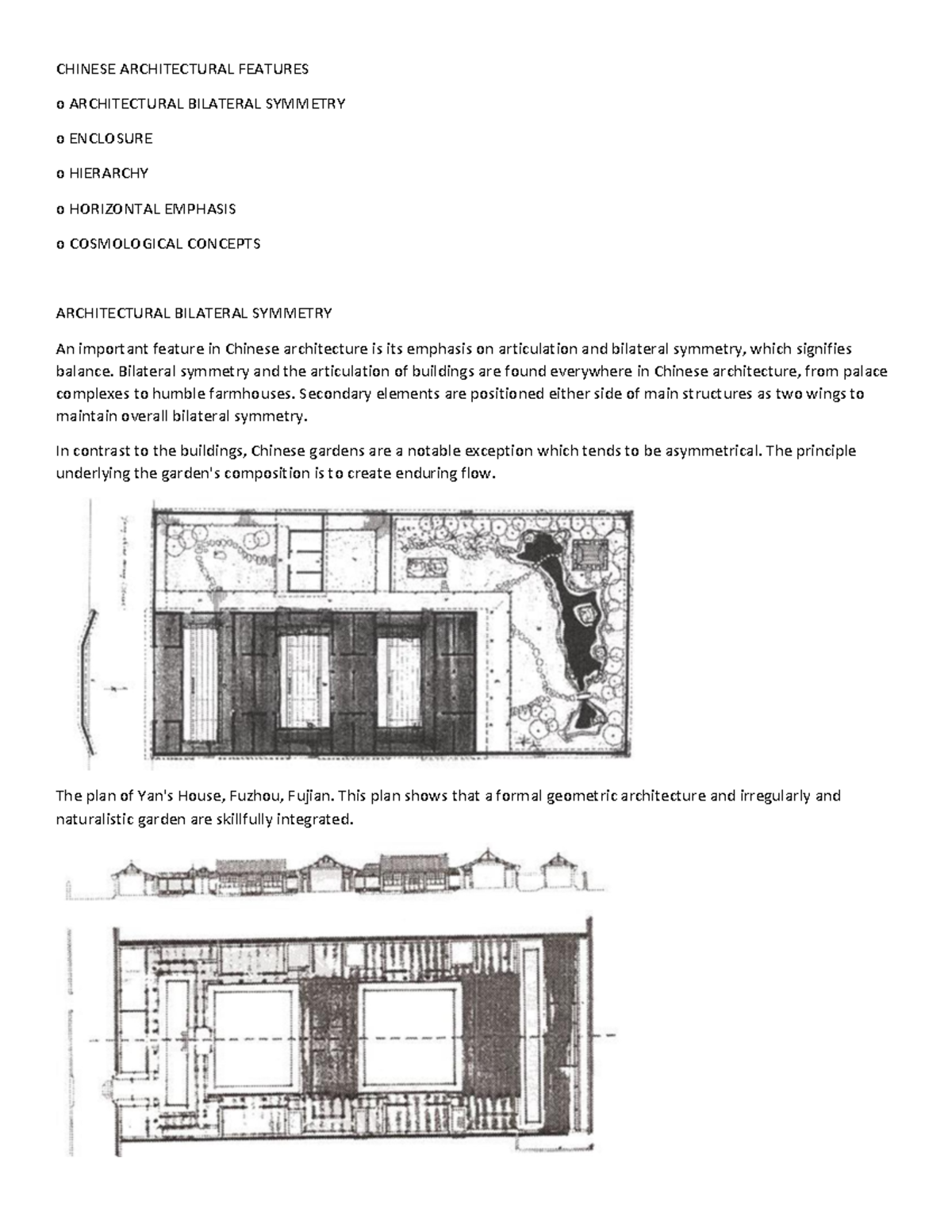 CHINESE ARCHITECTURE Features CHINESE ARCHITECTURAL FEATURES o