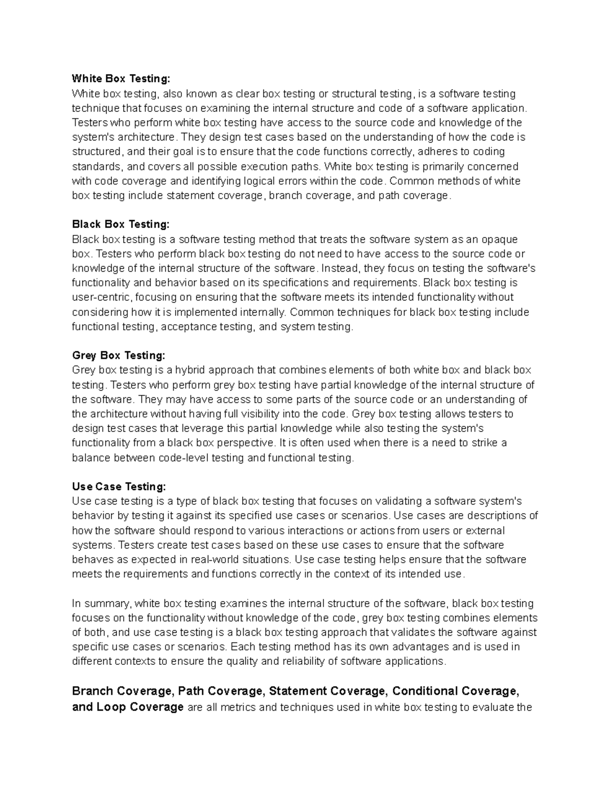 STQA - White Box Testing: White box testing, also known as clear box ...