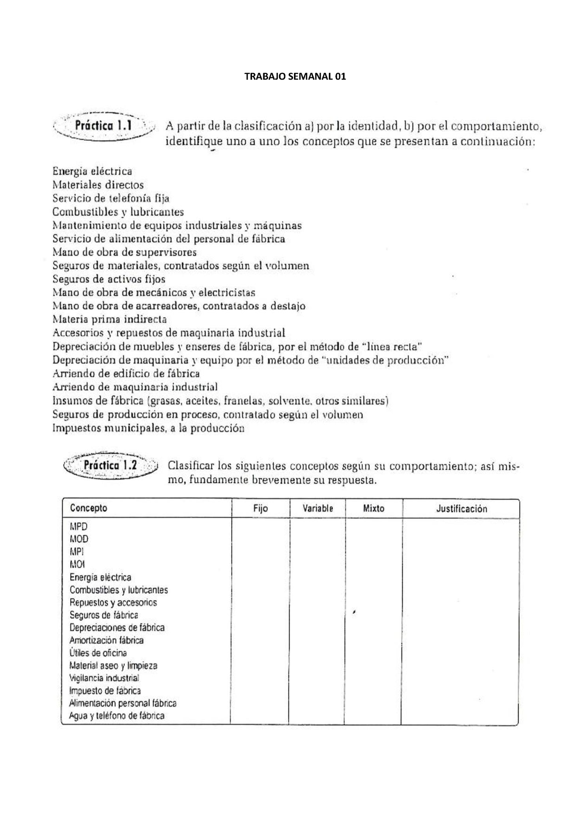 Tarea - Semana 01 Parcial - Costos Y Presupuestos - TRABAJO SEMANAL ...