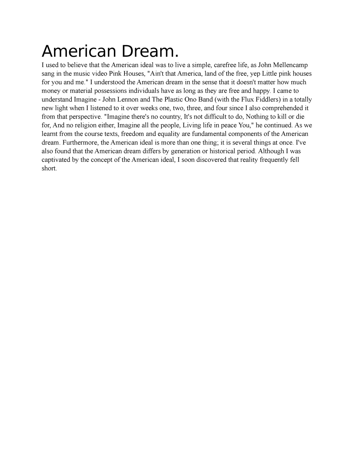 american dream short essay