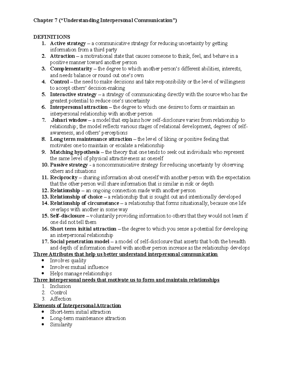 Chapter 7 Understanding Interpersonal Communication Chapter 7