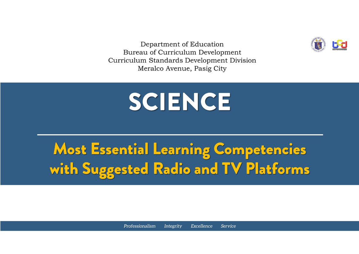 Science - melcs - Grade Level: Grade 7 Subject: Science Quarter Content ...