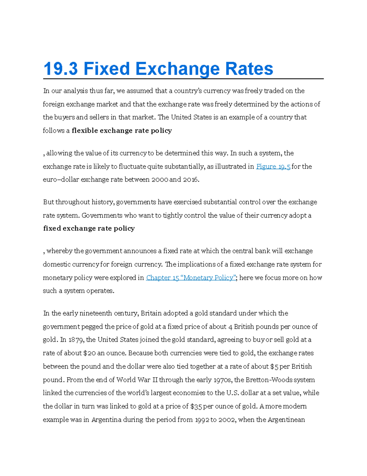 Chapter 19.3 Lecture Notes - 19 Fixed Exchange Rates In Our Analysis ...