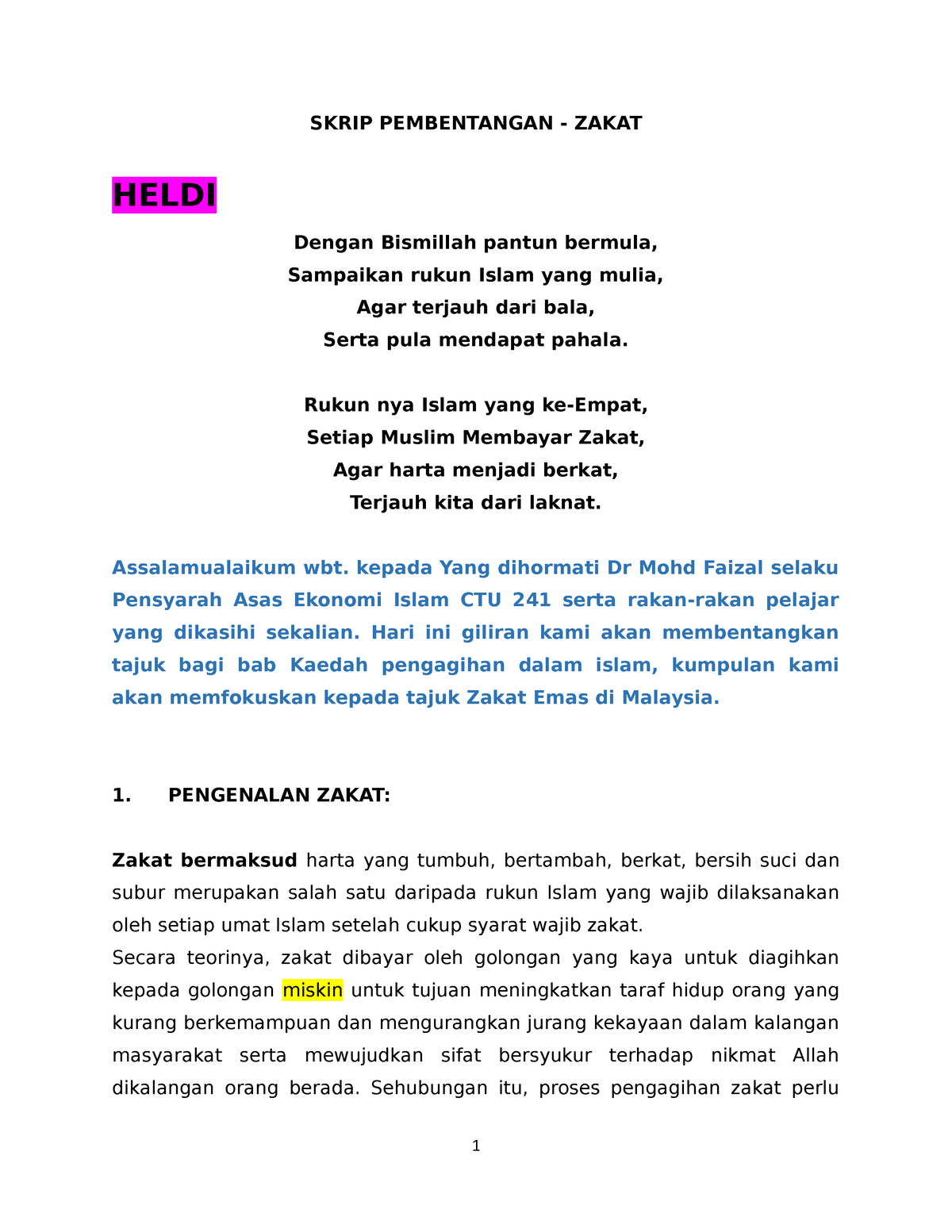 Skrip Pembentangan Edit 20 Skrip Pembentangan Zakat Heldi Dengan Bismillah Pantun Bermula 8141